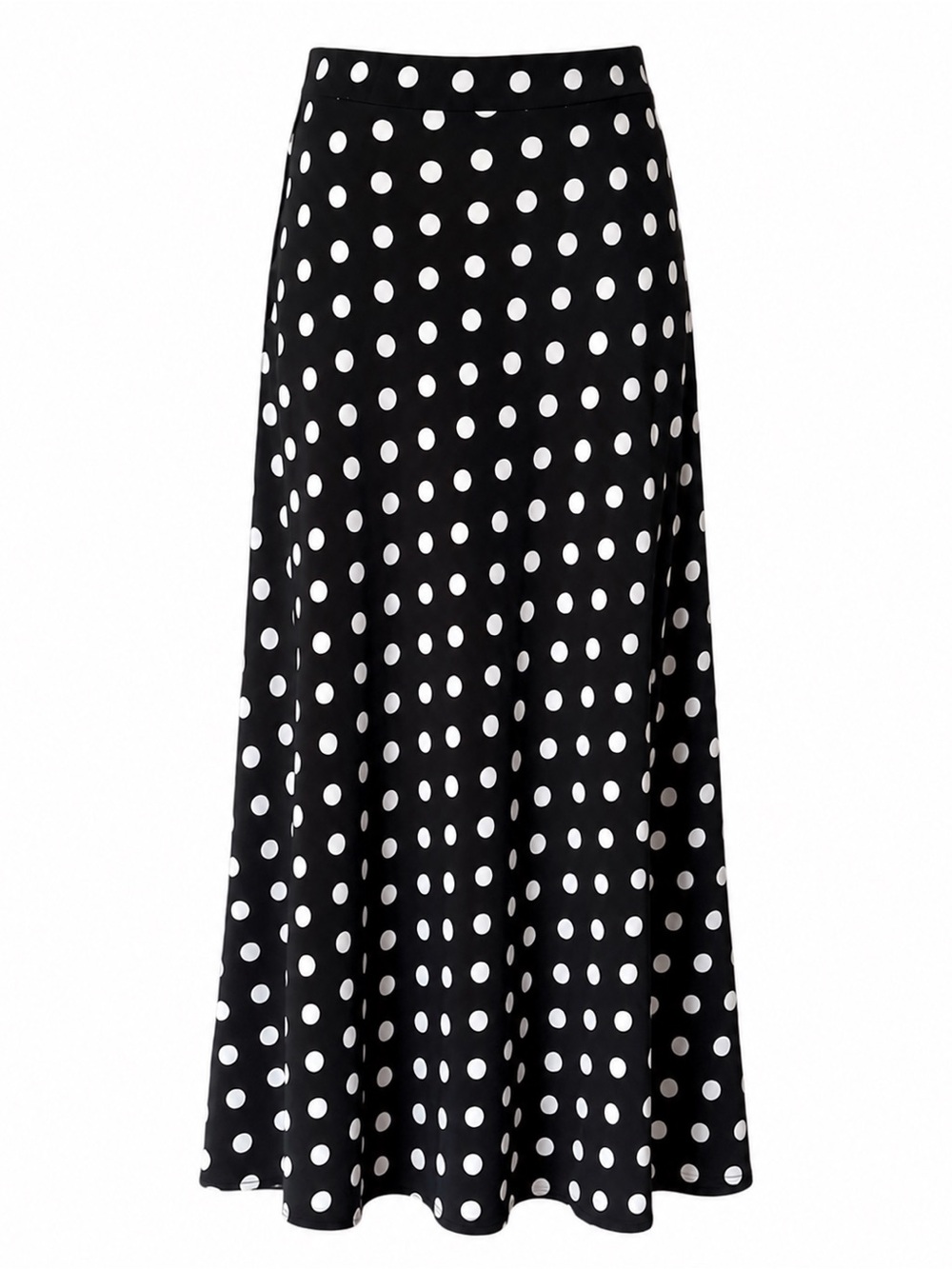 Polka Dot Midi Skirt Black White Bias Cut Chico’s - XS